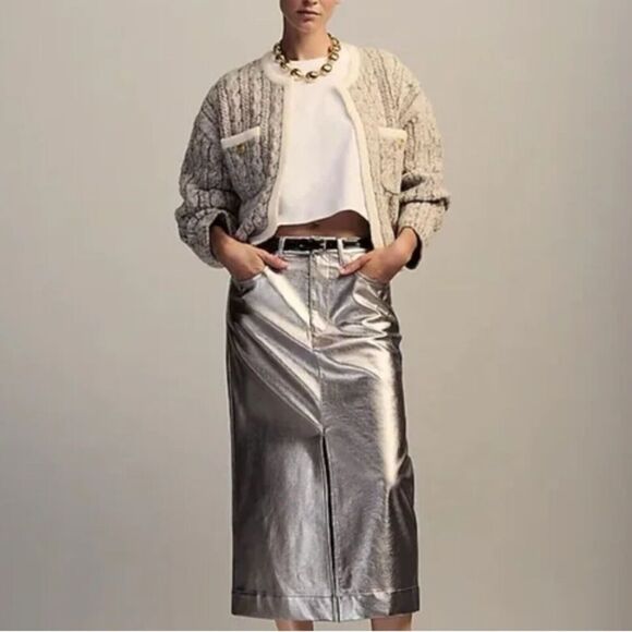 J.Crew Sweaters - J Crew‎ Cardigan L Grey Cable-knit Sweater Lady Jacket BV344 Gold Buttons Preppy